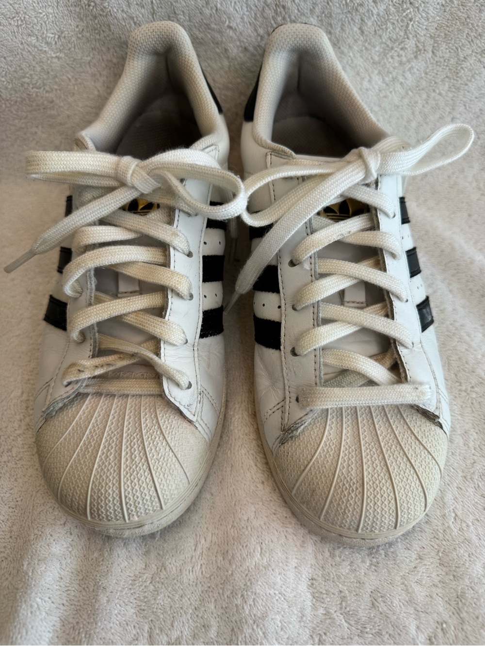 Adidas Originals Superstar White Black Gold Shell Toe Sneaker Womens Sz7 EG4958